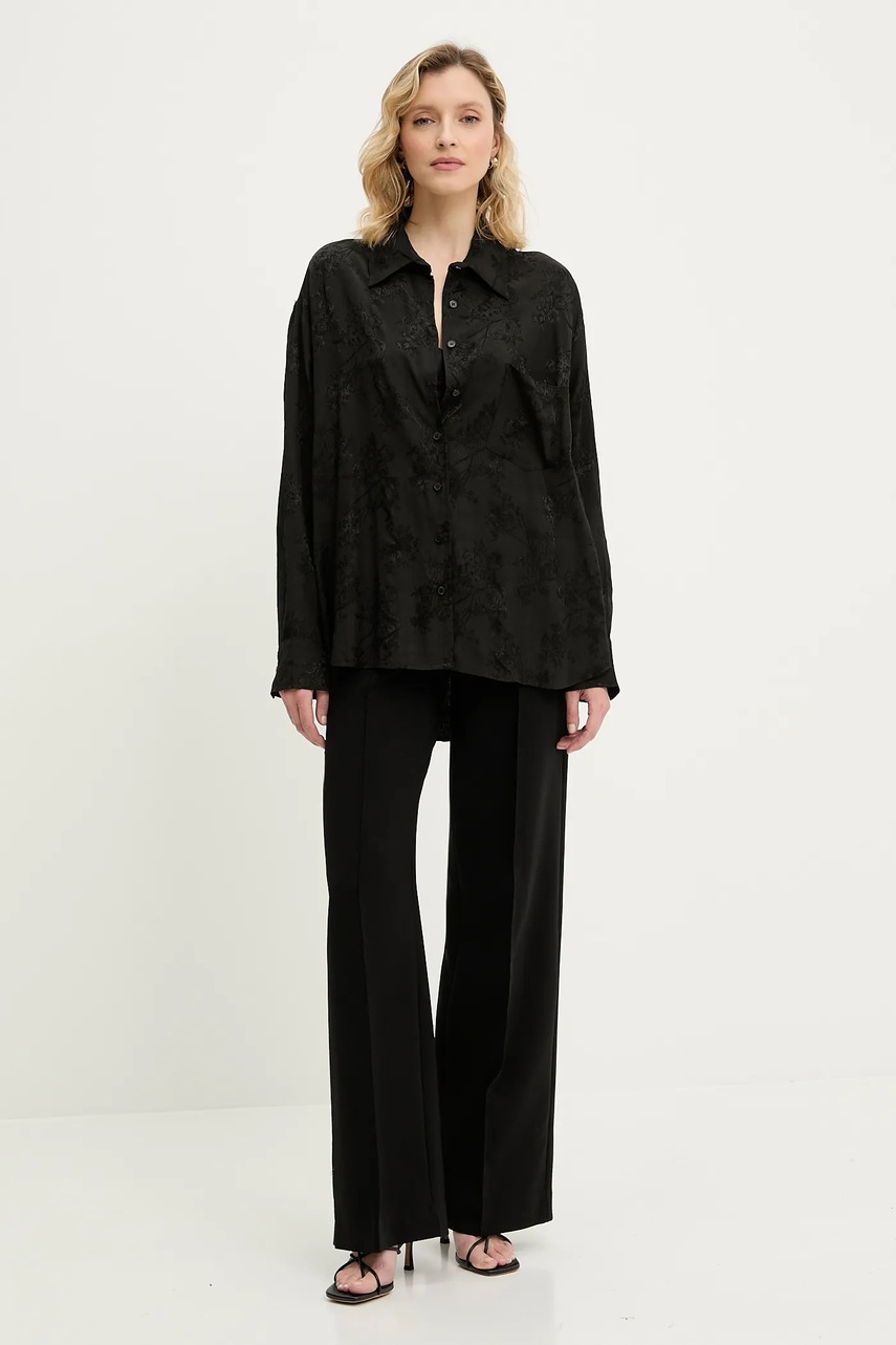 Рубашка Answear.LAB цвет чёрный relaxed классический воротник Рубашка Answear.LAB цвет чёрный relaxed классический воротник