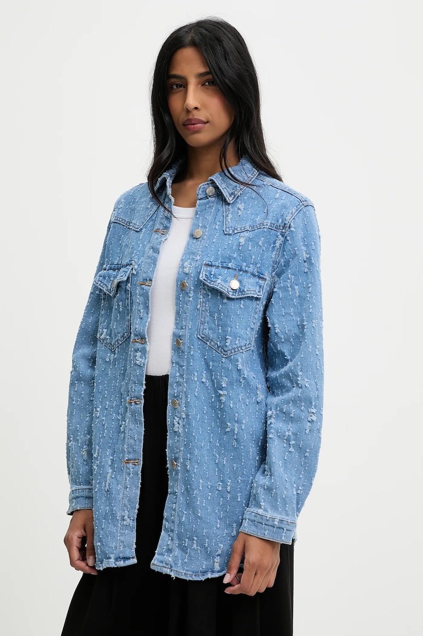 Answear Lab camasa jeans cu guler clasic, regular
