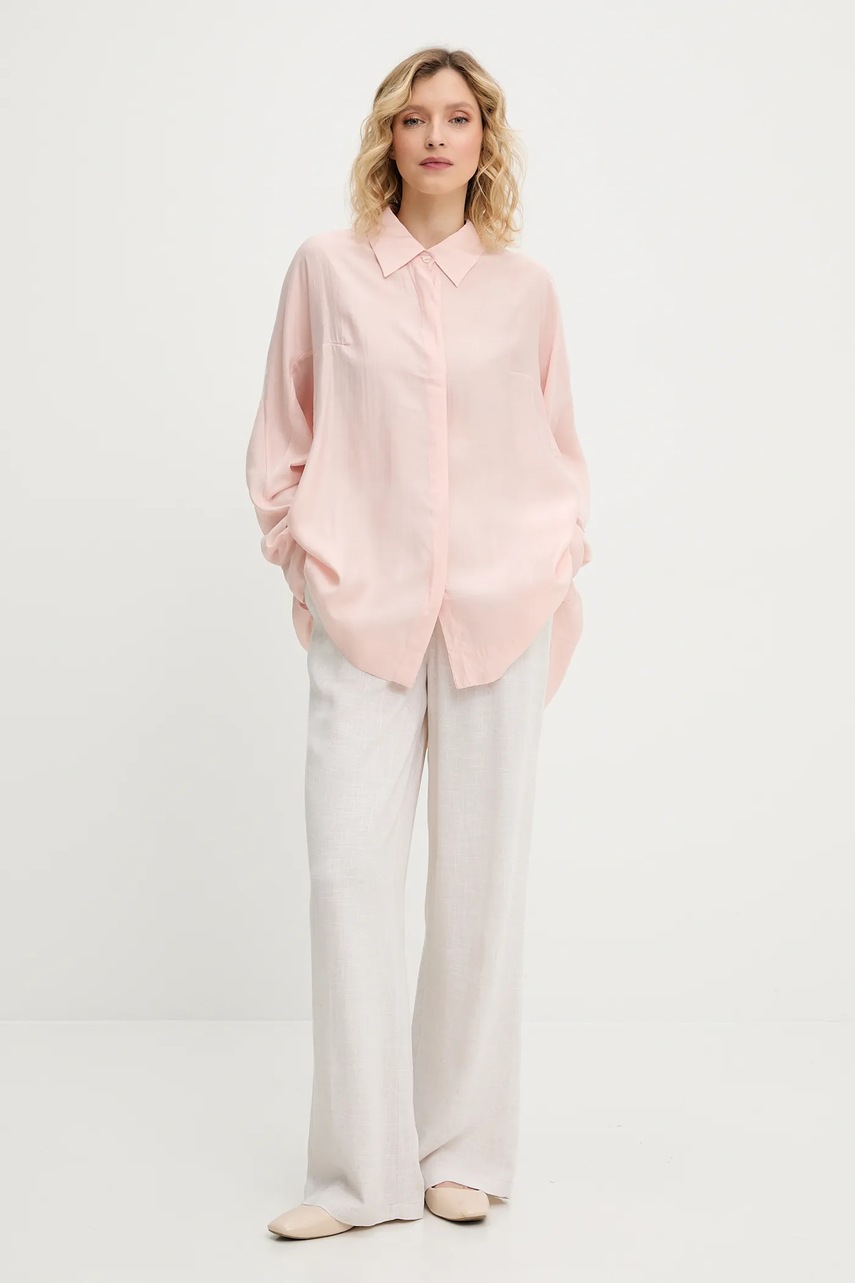 Рубашка Answear.LAB цвет розовый relaxed классический воротник Рубашка Answear.LAB цвет розовый relaxed классический воротник
