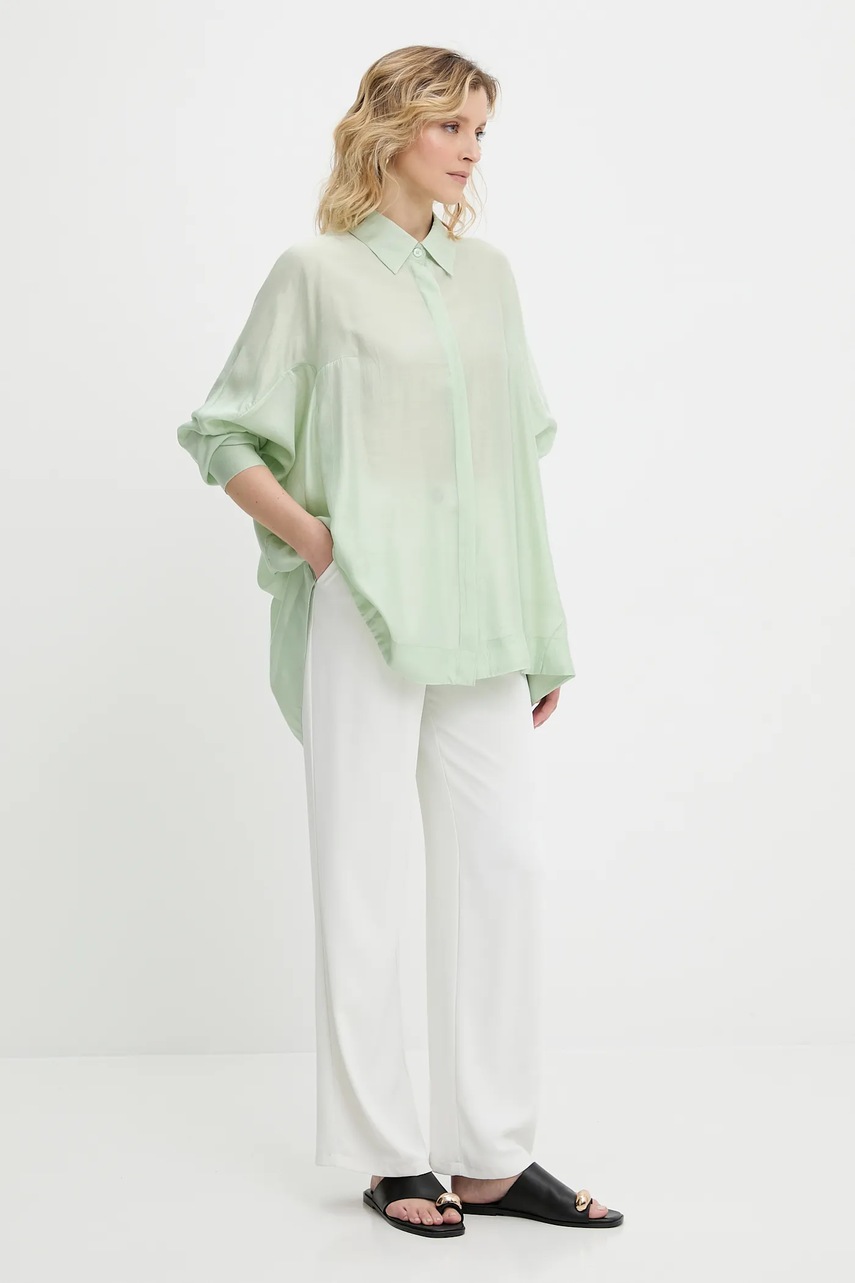 Рубашка Answear.LAB цвет зелёный relaxed классический воротник Рубашка Answear.LAB цвет зелёный relaxed классический воротник