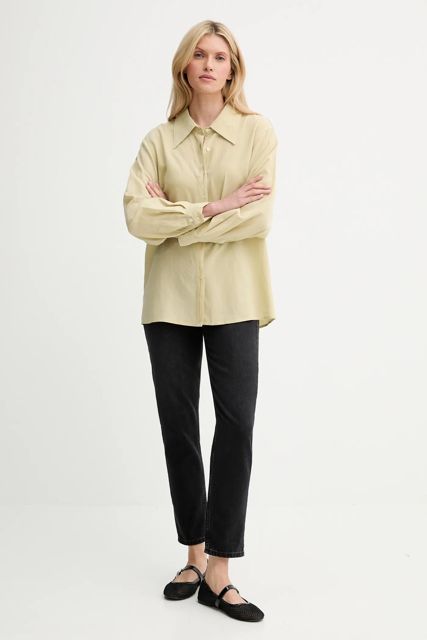 Рубашка Answear.LAB цвет зелёный relaxed классический воротник Рубашка Answear.LAB цвет зелёный relaxed классический воротник
