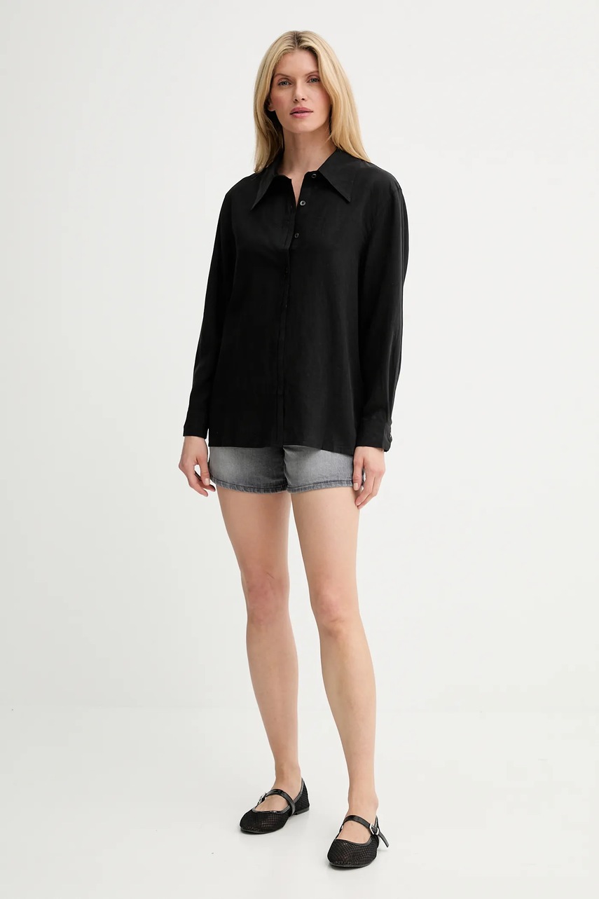 Рубашка Answear.LAB цвет чёрный relaxed классический воротник Рубашка Answear.LAB цвет чёрный relaxed классический воротник