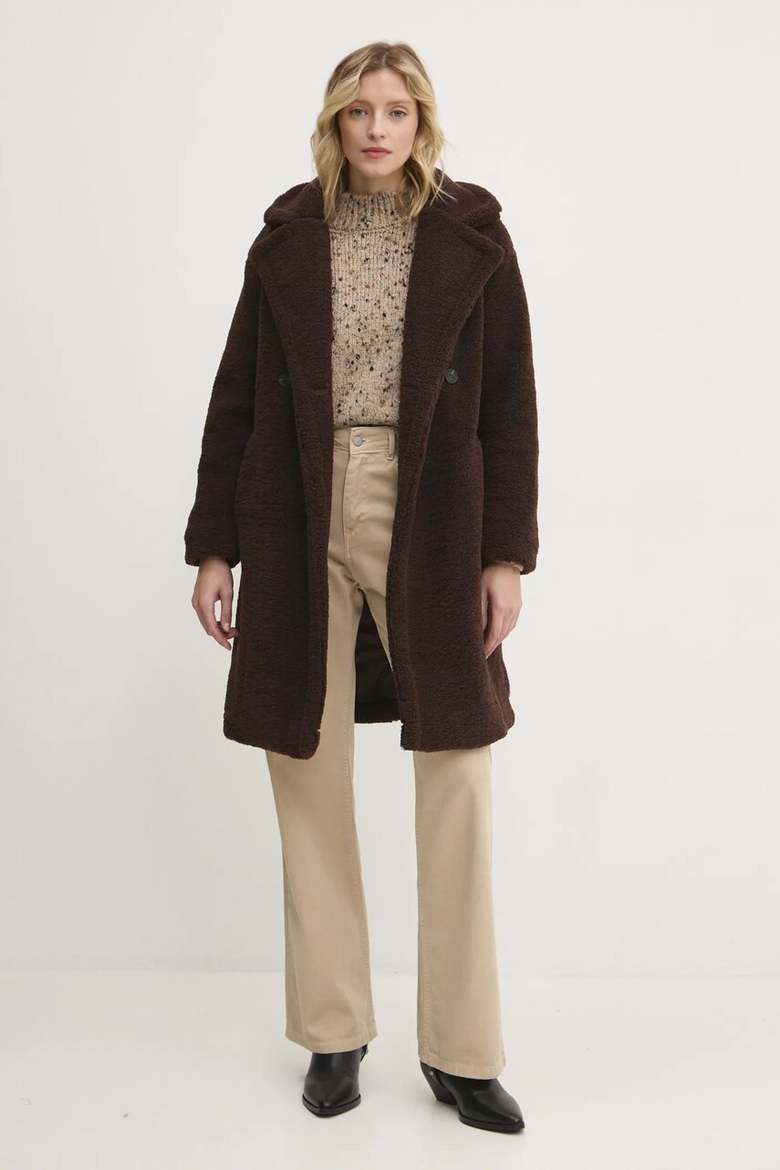 Answear Lab palton femei, culoarea maro, de tranzitie, oversize