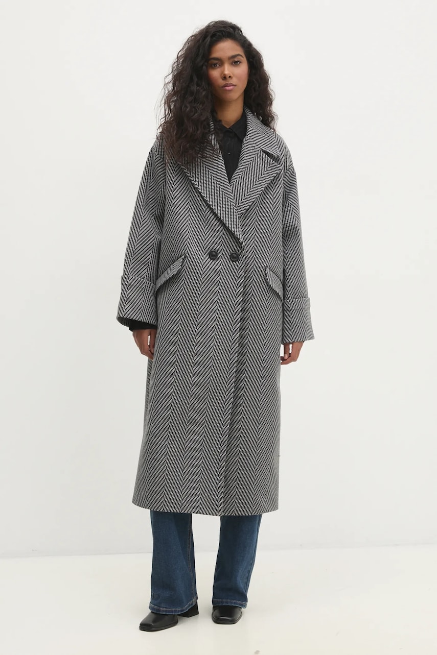 Answear Lab palton femei, culoarea gri, de tranzitie, oversize Answear Lab palton femei, culoarea gri, de tranzitie, oversize