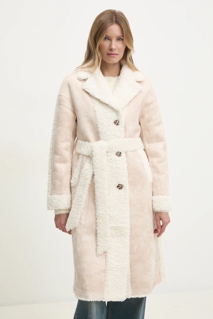 Answear Lab palton femei, culoarea bej, de tranzitie