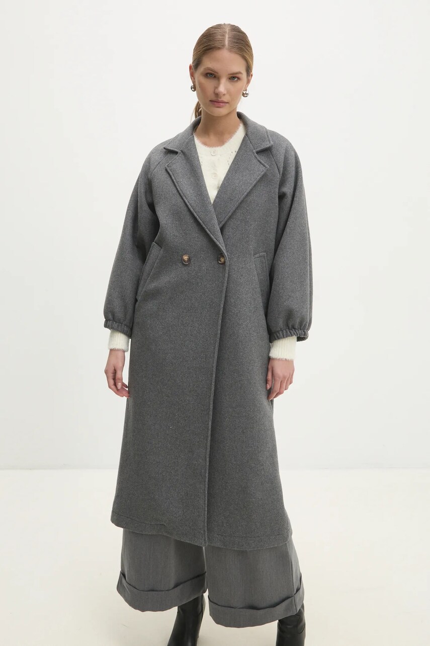 Шерстяное пальто Answear Lab цвет серый переходной oversize Шерстяное пальто Answear Lab цвет серый переходной oversize