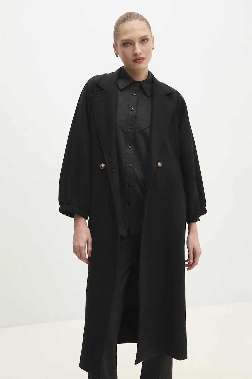 Шерстяное пальто Answear Lab цвет чёрный переходной oversize Шерстяное пальто Answear Lab цвет чёрный переходной oversize