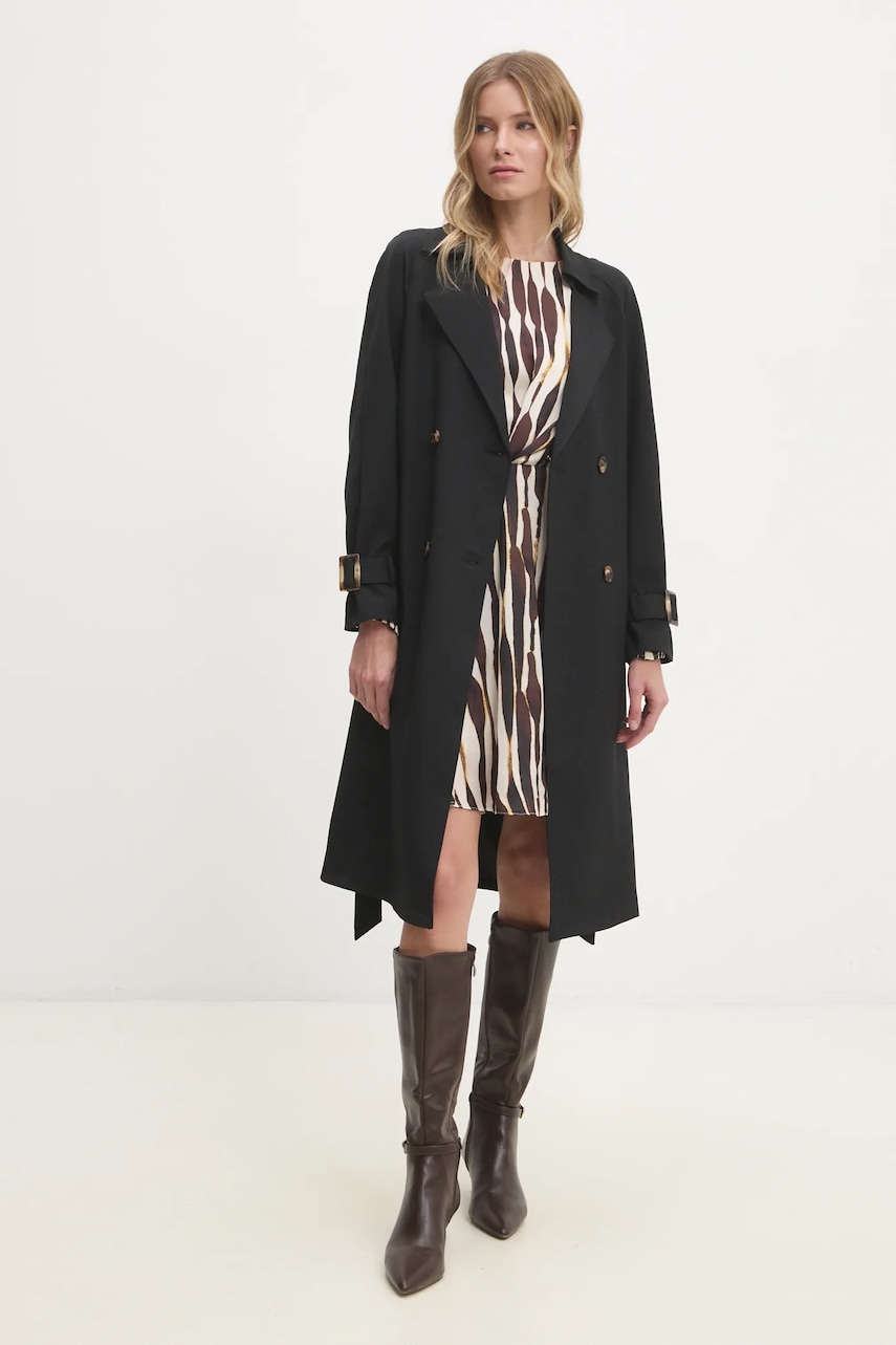 Answear Lab trenci femei, culoarea negru, de tranzitie, oversize Answear Lab trenci femei, culoarea negru, de tranzitie, oversize