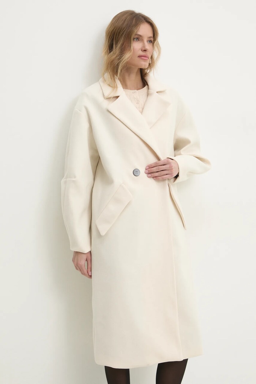 Answear Lab palton femei, culoarea bej, de tranzitie, oversize
