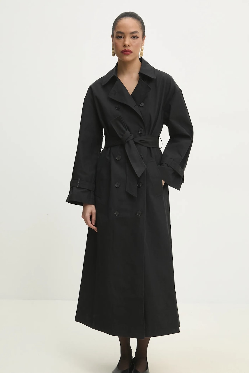 Answear Lab trenci femei, culoarea negru, de tranzitie, oversize Answear Lab trenci femei, culoarea negru, de tranzitie, oversize