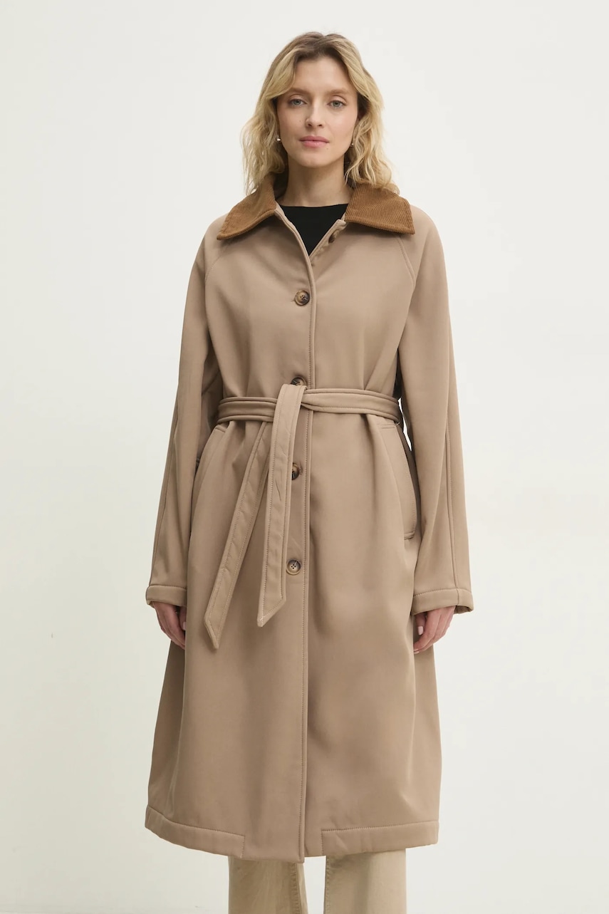 Answear Lab palton femei, culoarea maro, de tranzitie, oversize