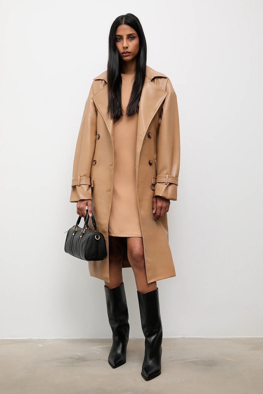 Answear Lab palton femei, culoarea bej, de tranzitie
