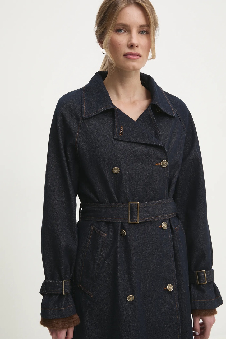 Τζιν παλτό Answear.LAB γυναικεία, χρώμα: ναυτικό μπλε φωτογραφία