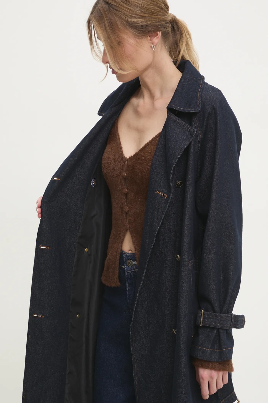 Τζιν παλτό Answear.LAB γυναικεία, χρώμα: ναυτικό μπλε φωτογραφία