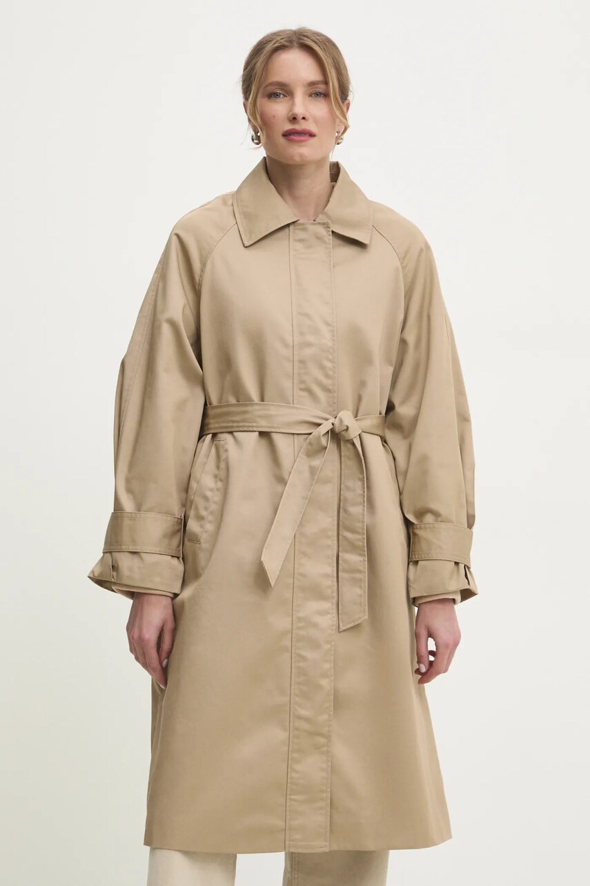 Answear Lab palton femei, culoarea bej, de tranzitie, oversize