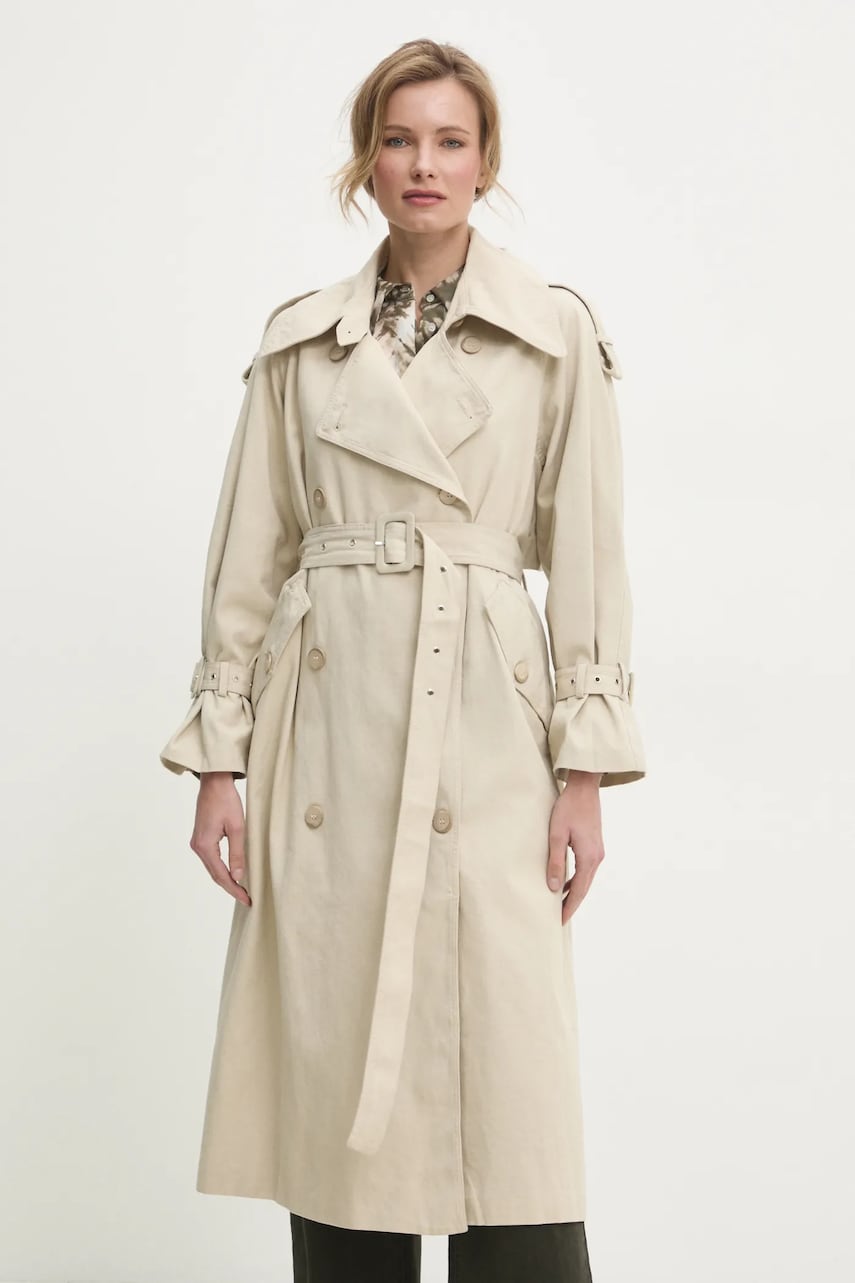 Answear Lab trenci din denim femei, culoarea bej, de tranzitie, oversize Answear Lab trenci din denim femei, culoarea bej, de tranzitie, oversize