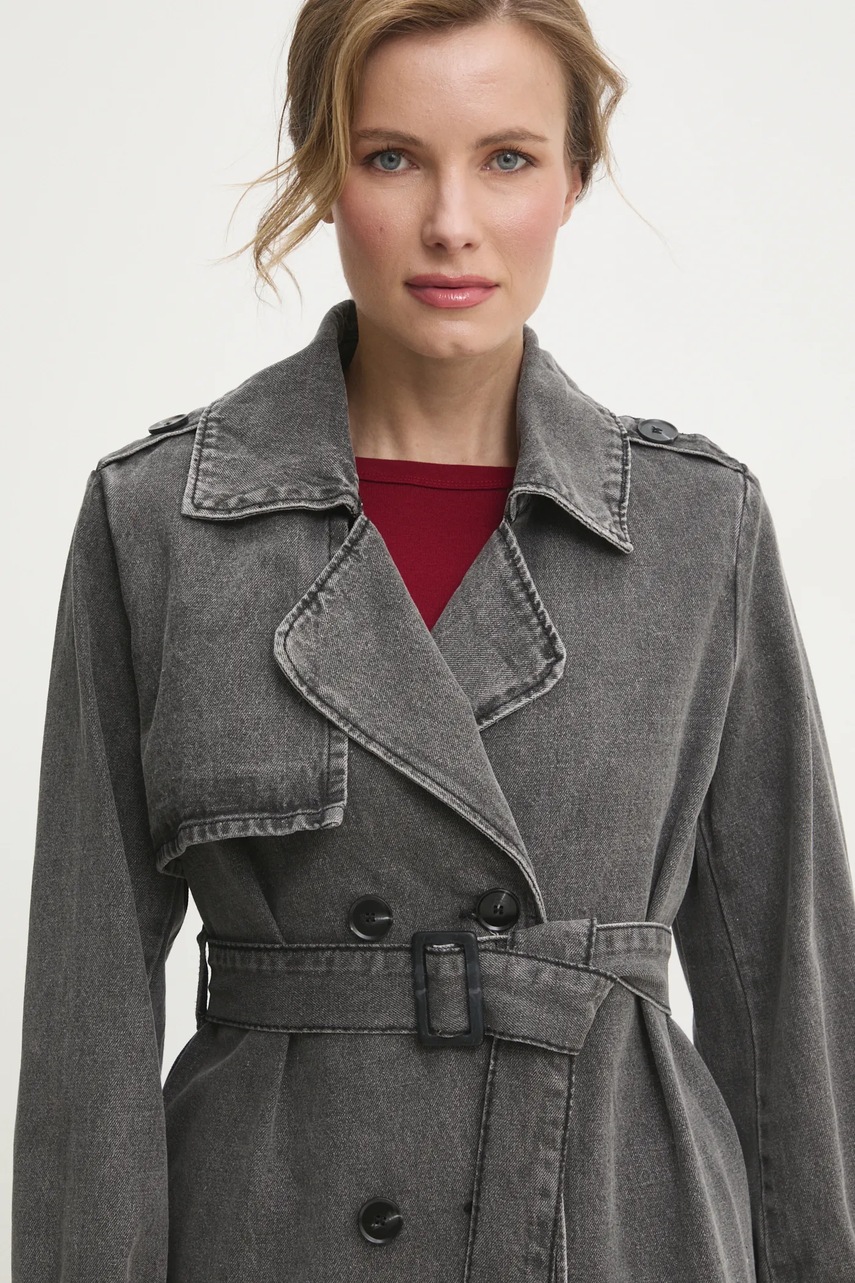 Τζιν παλτό Answear.LAB γυναικεία, χρώμα: γκρι φωτογραφία
