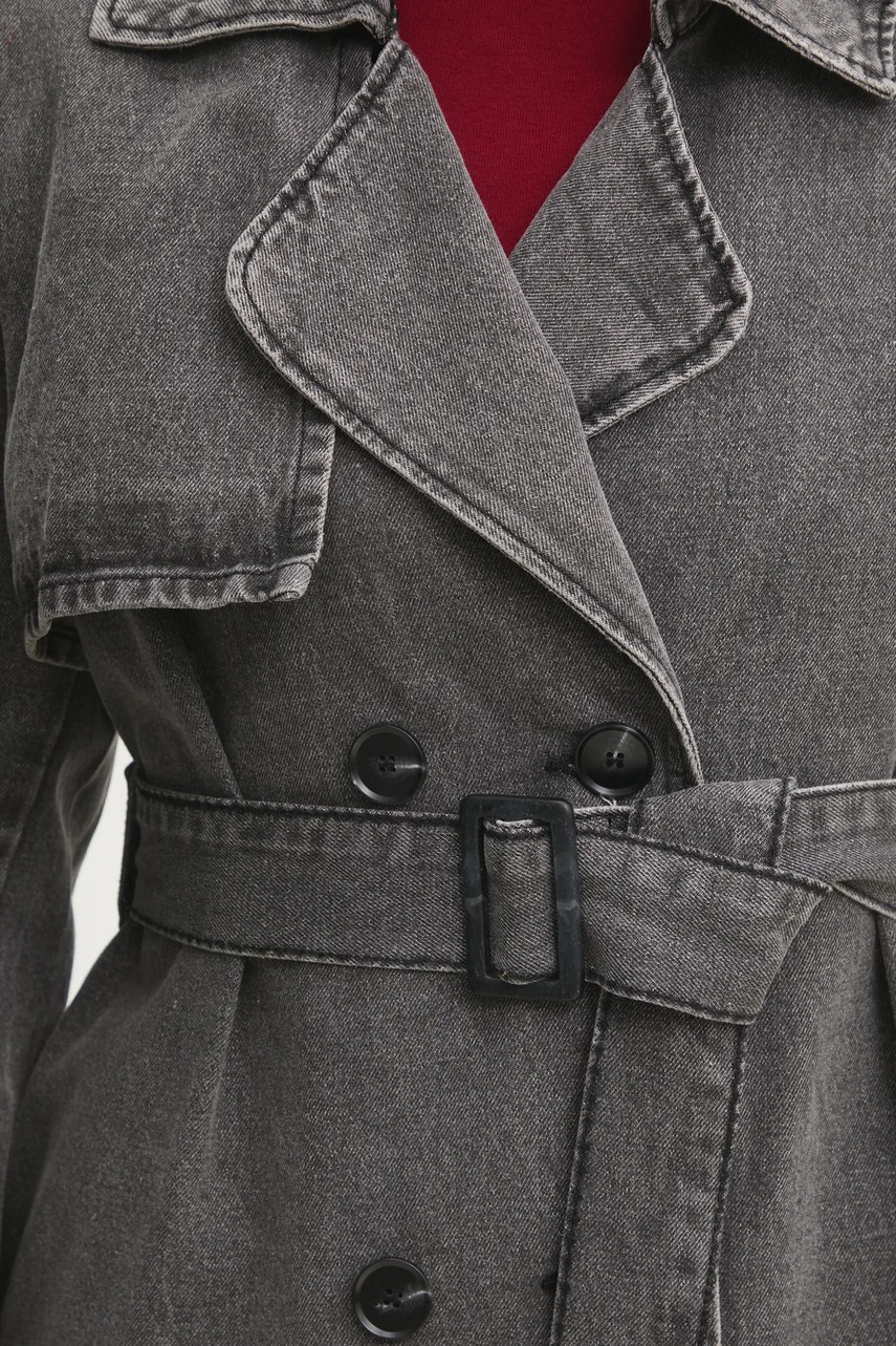 Τζιν παλτό Answear.LAB γυναικεία, χρώμα: γκρι φωτογραφία