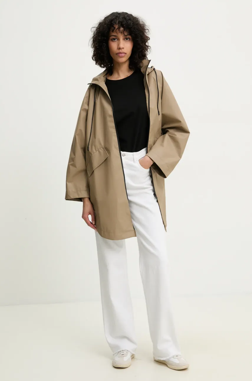 Пальто Answear Lab жіночий колір бежевий перехідний oversize