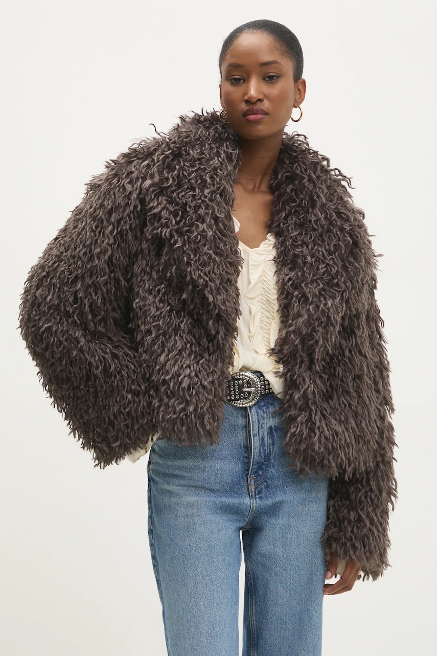Answear Lab geaca femei, culoarea maro, de tranzitie, oversize