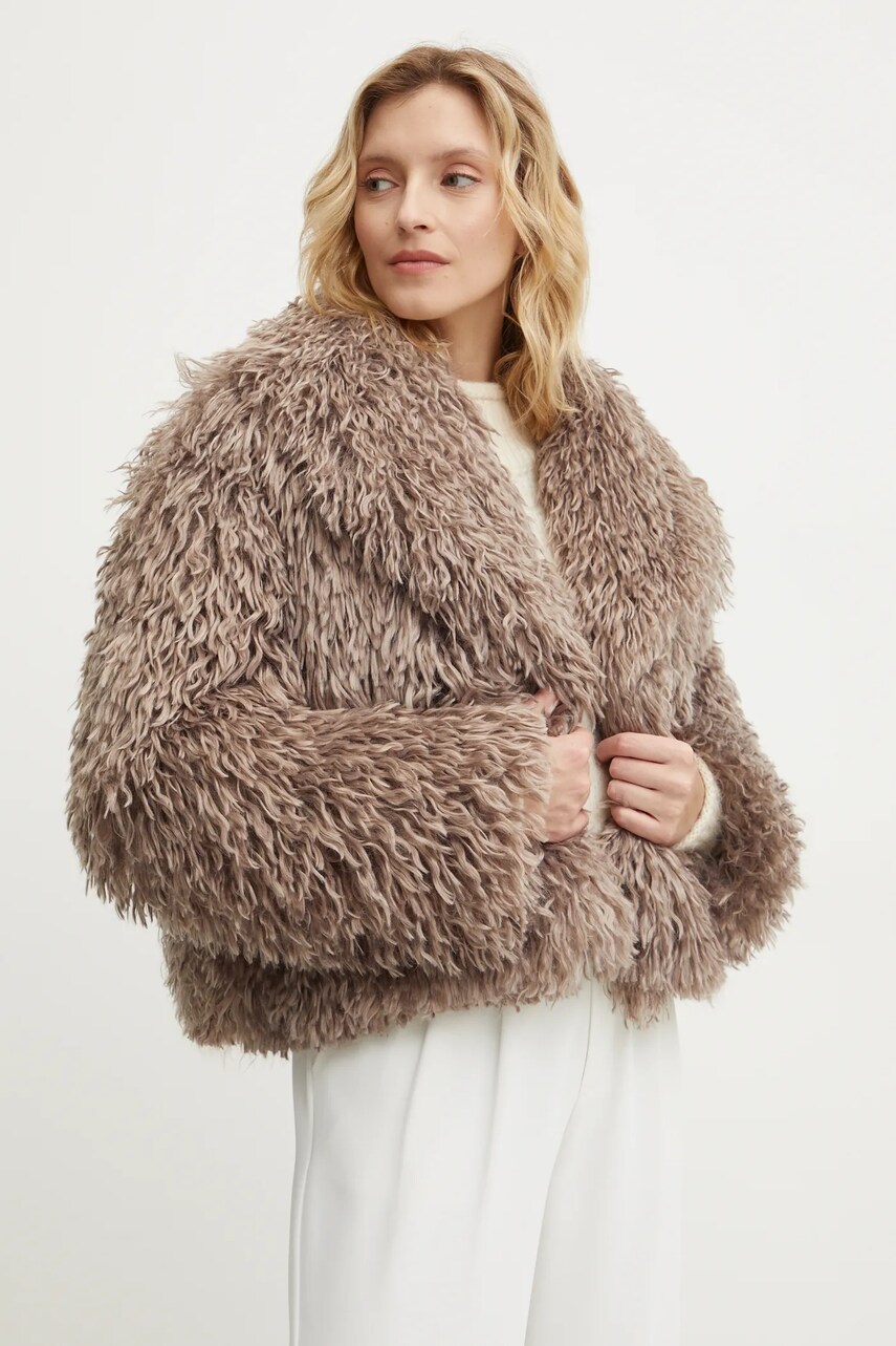 Answear Lab geaca femei, culoarea gri, de tranzitie, oversize