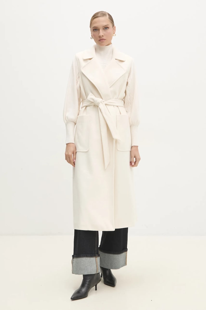 Answear Lab vesta femei, culoarea alb, de tranzitie