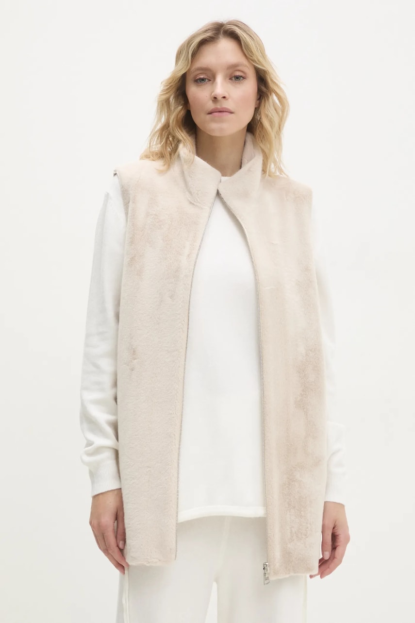 Answear Lab vesta femei, culoarea bej, de tranzitie Answear Lab vesta femei, culoarea bej, de tranzitie