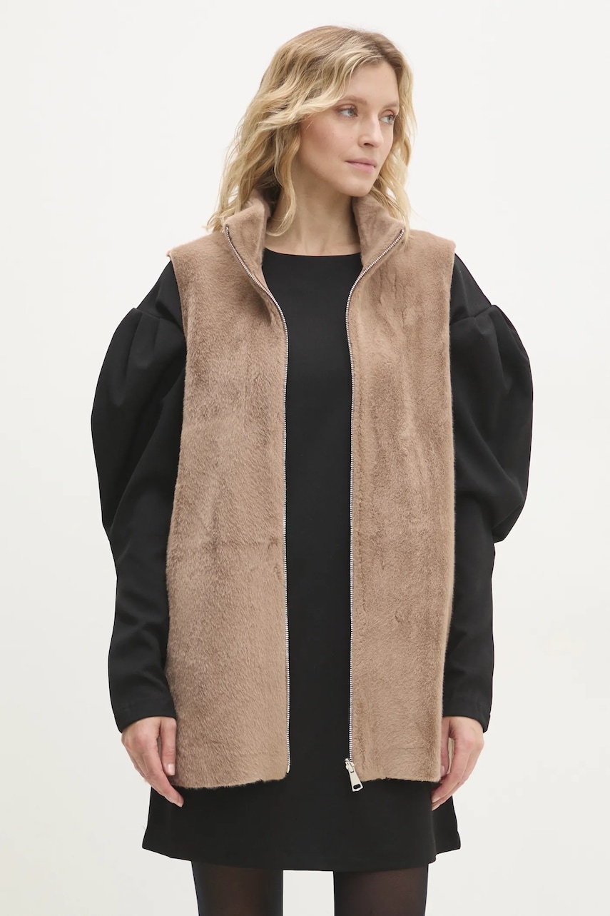 Answear Lab vesta femei, culoarea bej, de tranzitie Answear Lab vesta femei, culoarea bej, de tranzitie