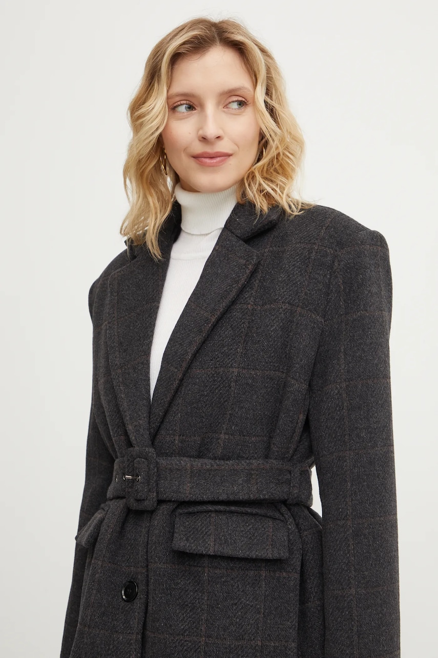 Шерстяное пальто Answear Lab цвет чёрный переходной oversize Шерстяное пальто Answear Lab цвет чёрный переходной oversize