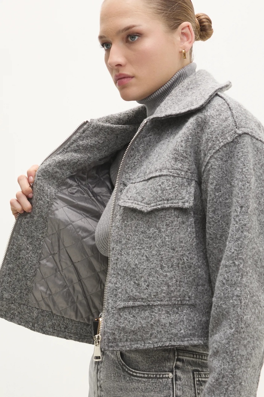 Μπουφάν Answear.LAB χρώμα: γκρι φωτογραφία
