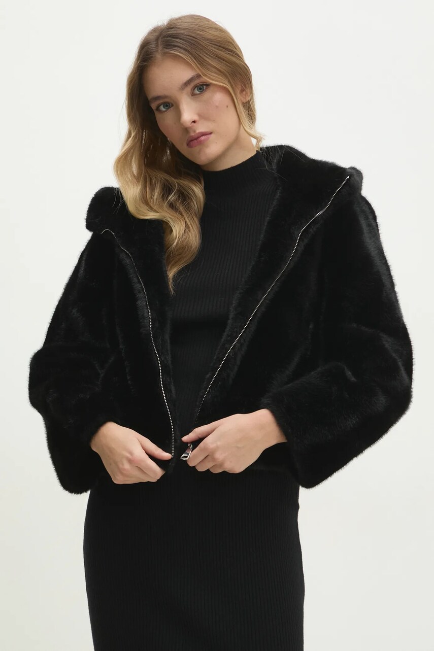 Answear Lab geaca femei, culoarea negru, de tranzitie, oversize