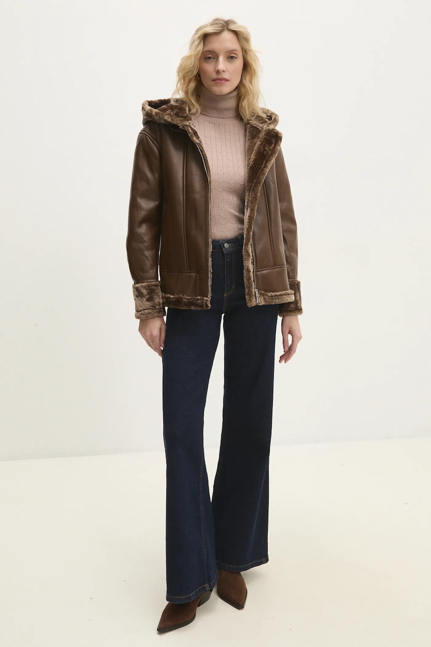 Куртка Answear.LAB женская цвет коричневый переходная oversize Куртка Answear.LAB женская цвет коричневый переходная oversize