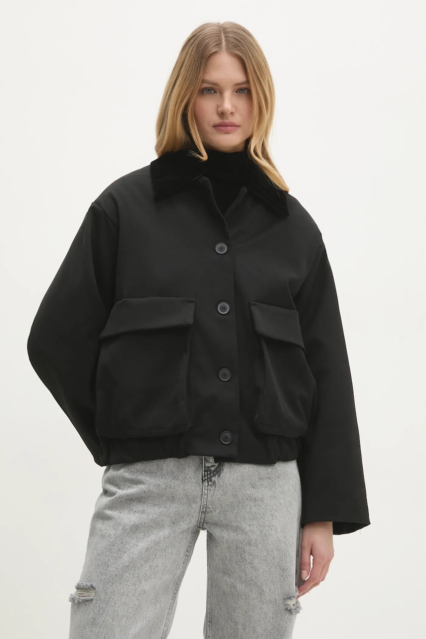 Answear Lab geaca femei, culoarea negru, de tranzitie