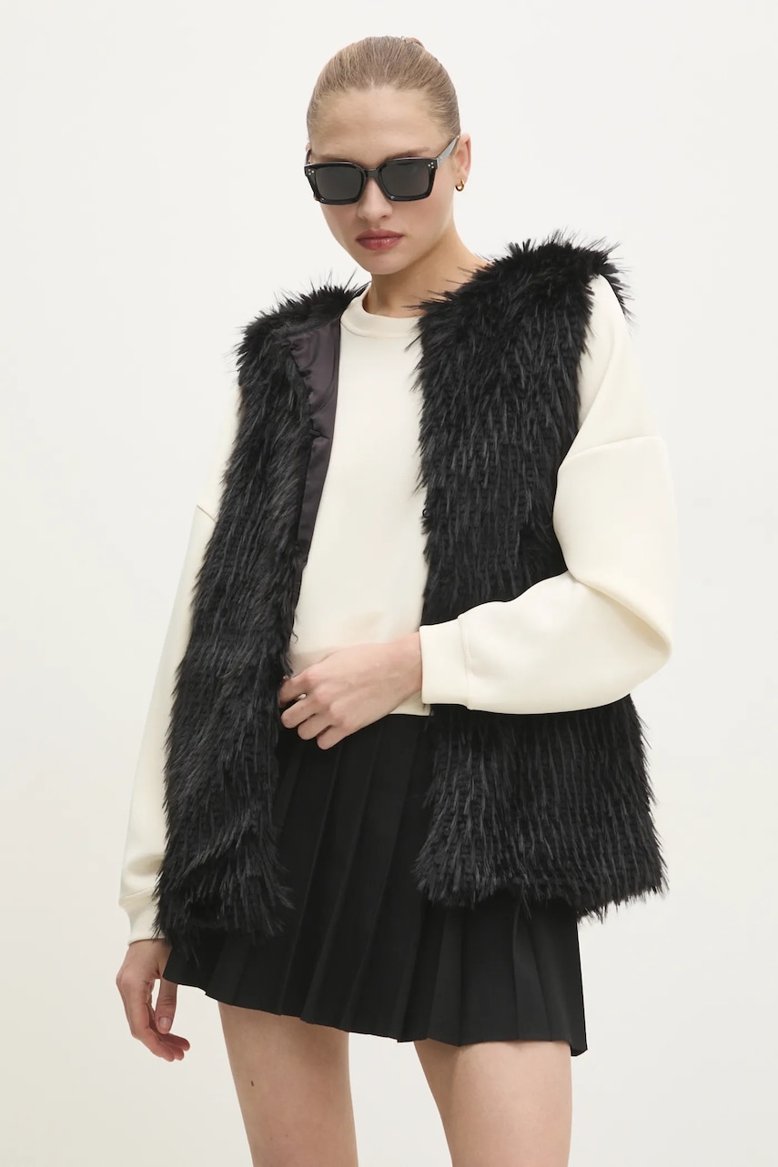 Answear Lab vesta femei, culoarea negru, de tranzitie Answear Lab vesta femei, culoarea negru, de tranzitie
