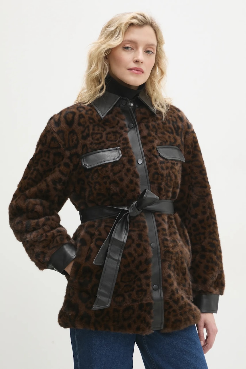 Answear Lab geaca femei, culoarea maro, de tranzitie, oversize