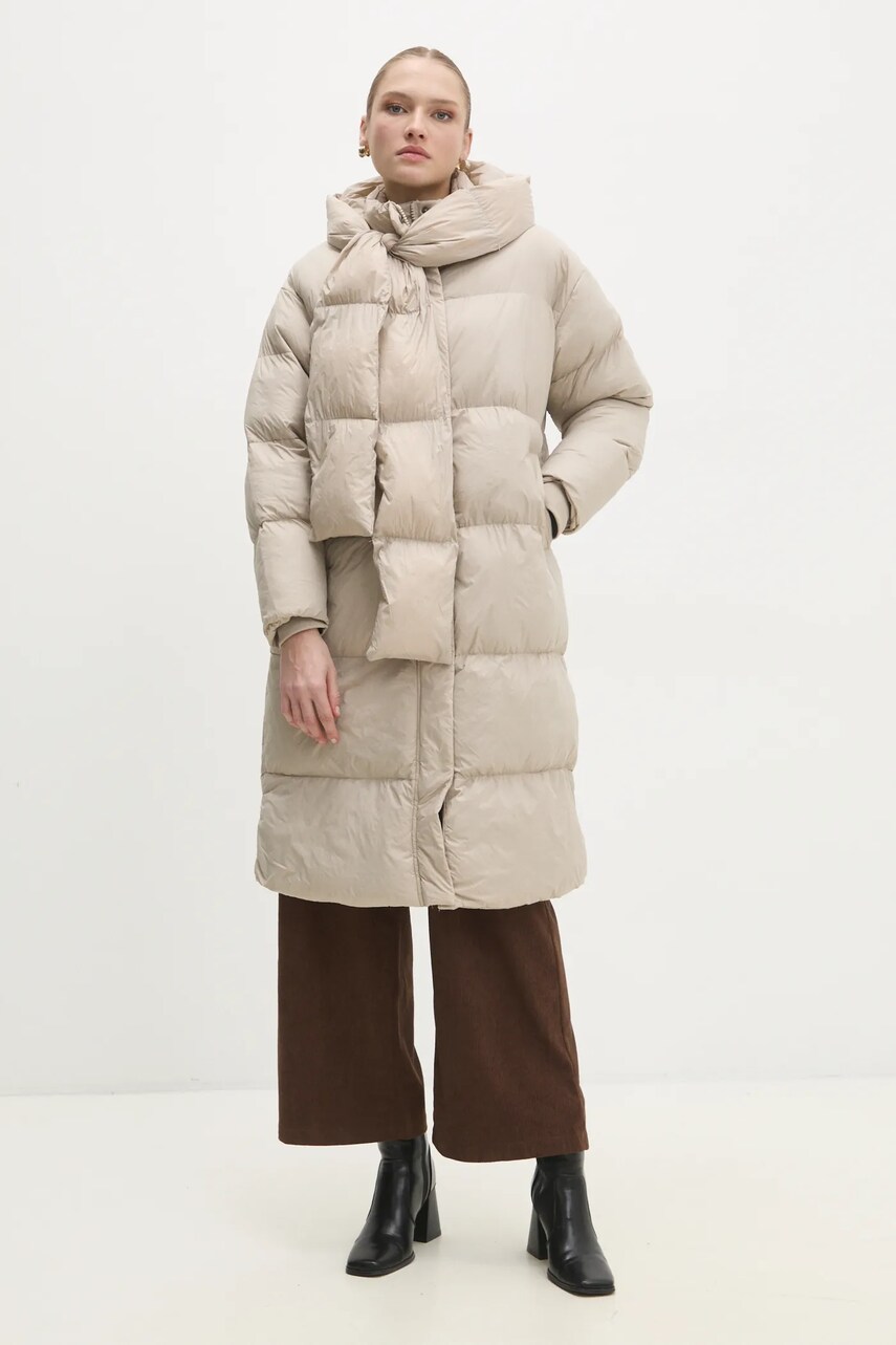 Levně Bunda Answear Lab dámská, béžová barva, zimní, oversize