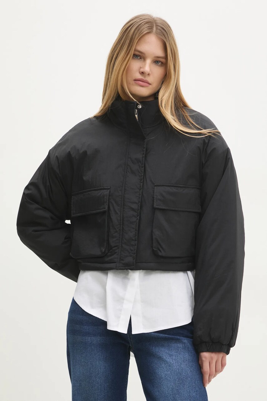 Answear Lab geaca femei, culoarea negru, de tranzitie, oversize