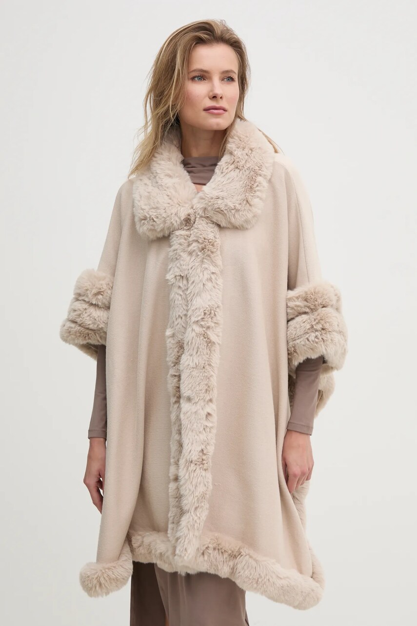 Answear Lab palton femei, culoarea bej, de tranzitie, oversize