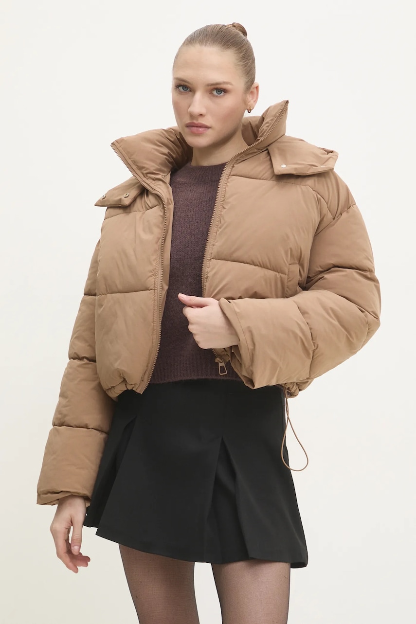 Answear Lab geaca femei, culoarea maro, de iarna