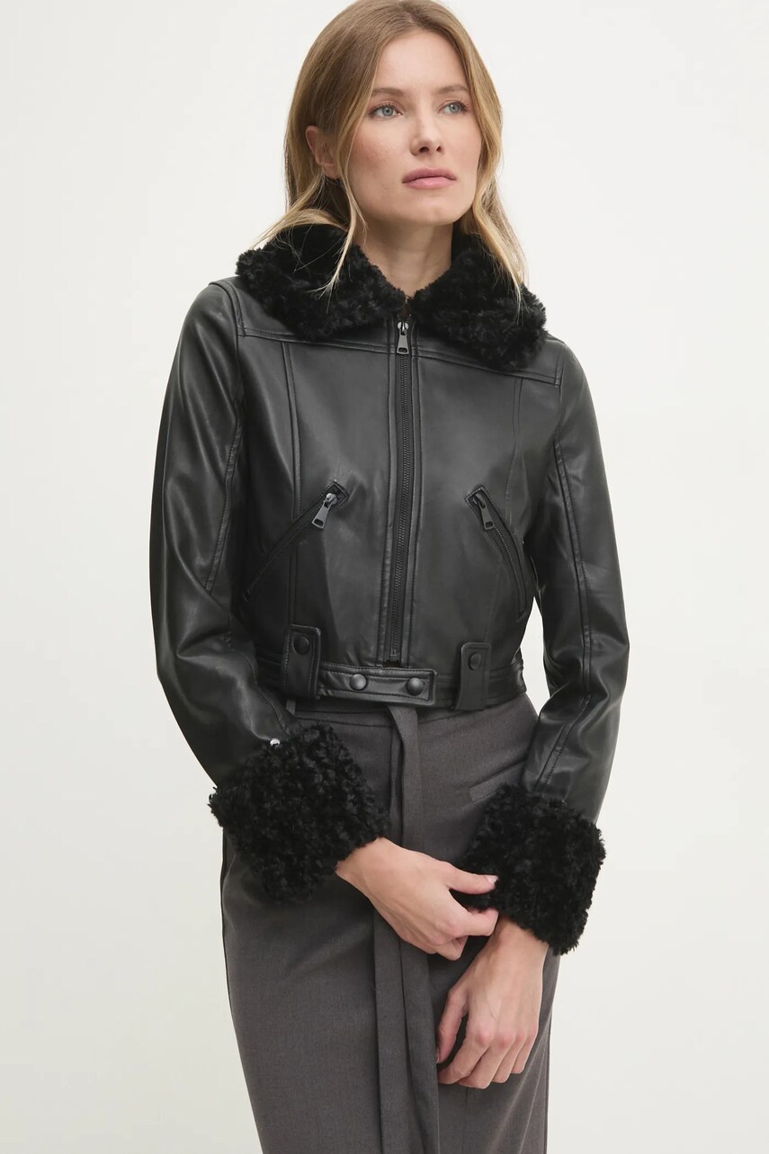 Answear Lab geaca femei, culoarea negru, de tranzitie