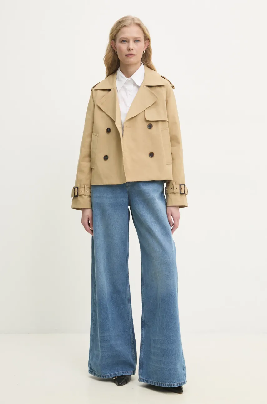 Короткий тренч Answear.LAB цвет коричневый переходной двубортный Короткий тренч Answear.LAB цвет коричневый переходной двубортный