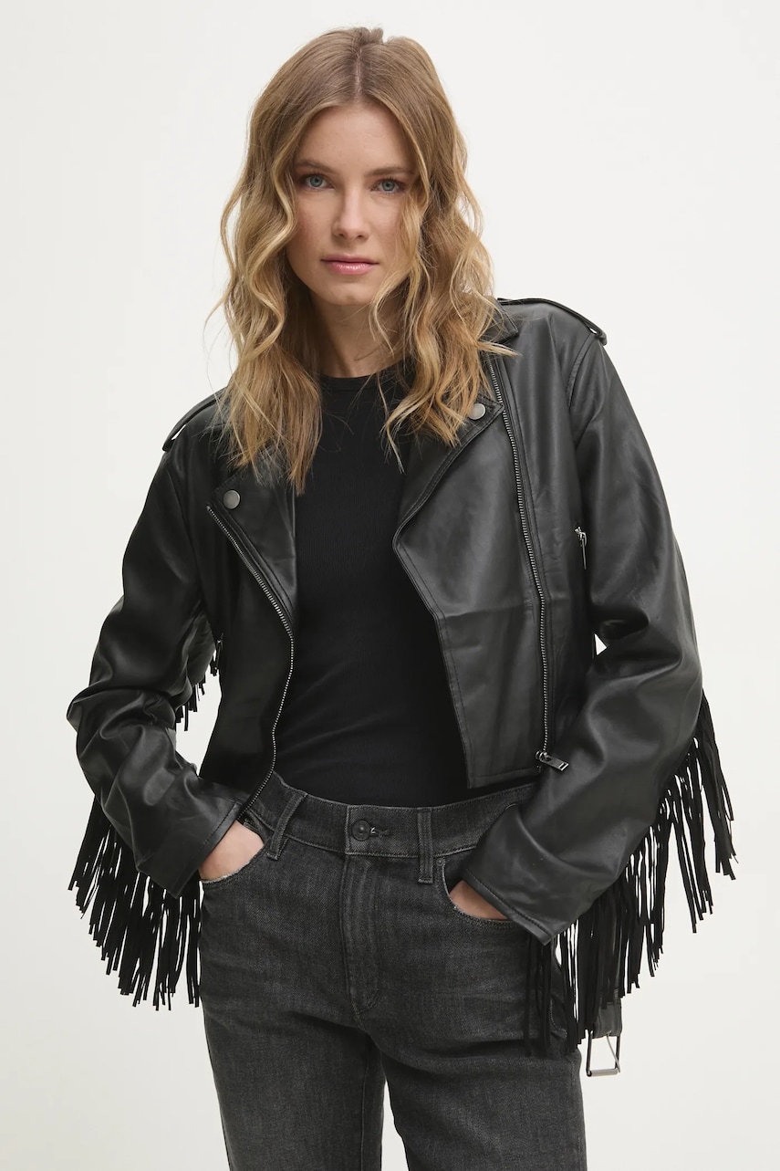 Answear Lab geaca ramones femei, culoarea negru, de tranzitie Answear Lab geaca ramones femei, culoarea negru, de tranzitie