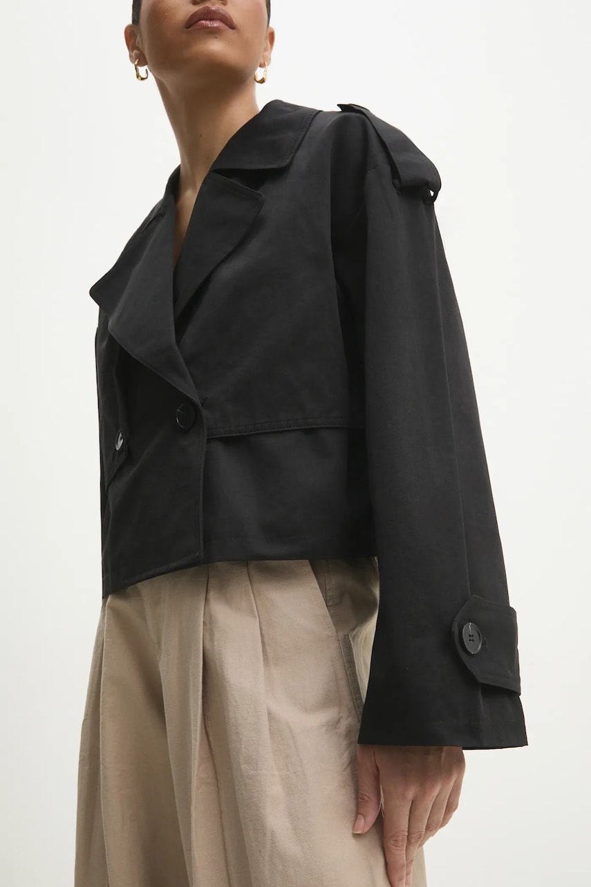 Answear Lab trenci femei, culoarea negru, de tranzitie, oversize Answear Lab trenci femei, culoarea negru, de tranzitie, oversize