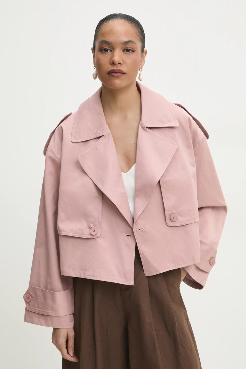 Answear Lab trenci femei, culoarea roz, de tranzitie, oversize