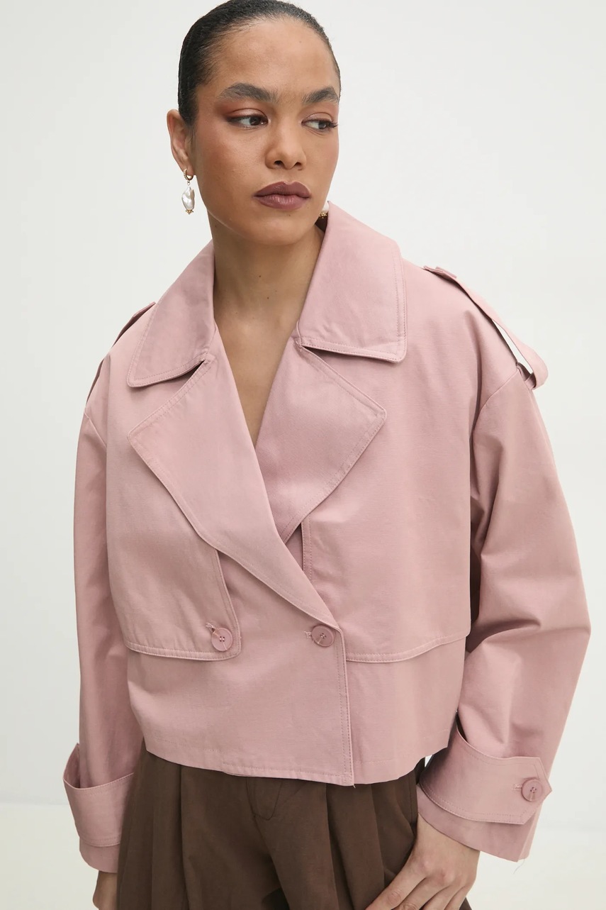 Тренч Answear Lab жіночий колір рожевий перехідний oversize 
