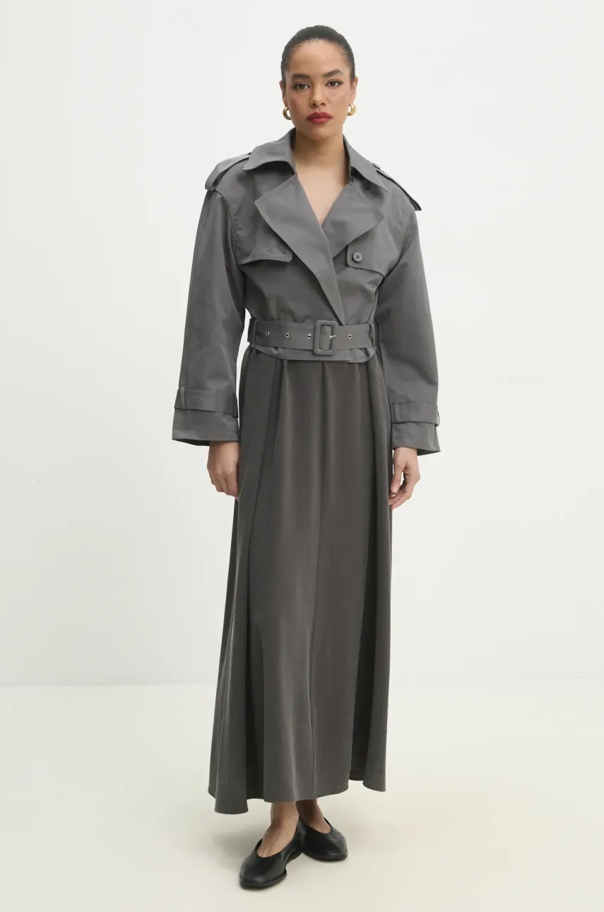 Тренч Answear.LAB женский цвет серый переходной oversize Тренч Answear.LAB женский цвет серый переходной oversize
