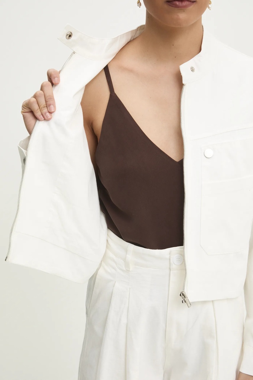 Βαμβακερό μπουφάν Answear.LAB χρώμα: άσπρο φωτογραφία