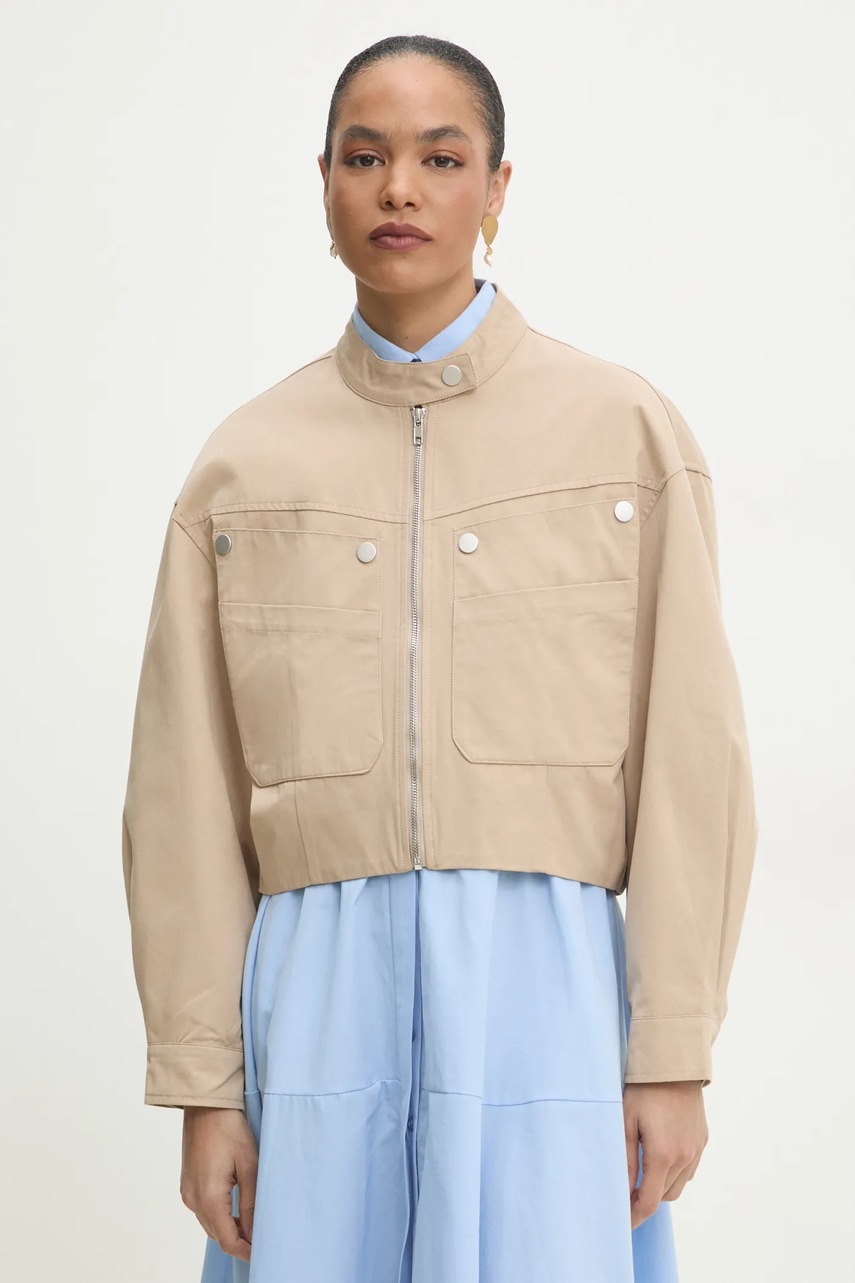 Βαμβακερό μπουφάν Answear.LAB χρώμα: μπεζ φωτογραφία