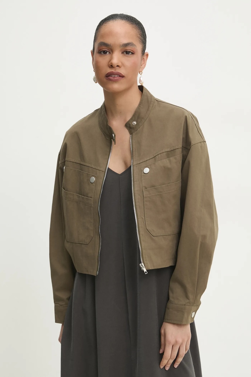 Хлопковая куртка Answear.LAB цвет зелёный переходная oversize Хлопковая куртка Answear.LAB цвет зелёный переходная oversize