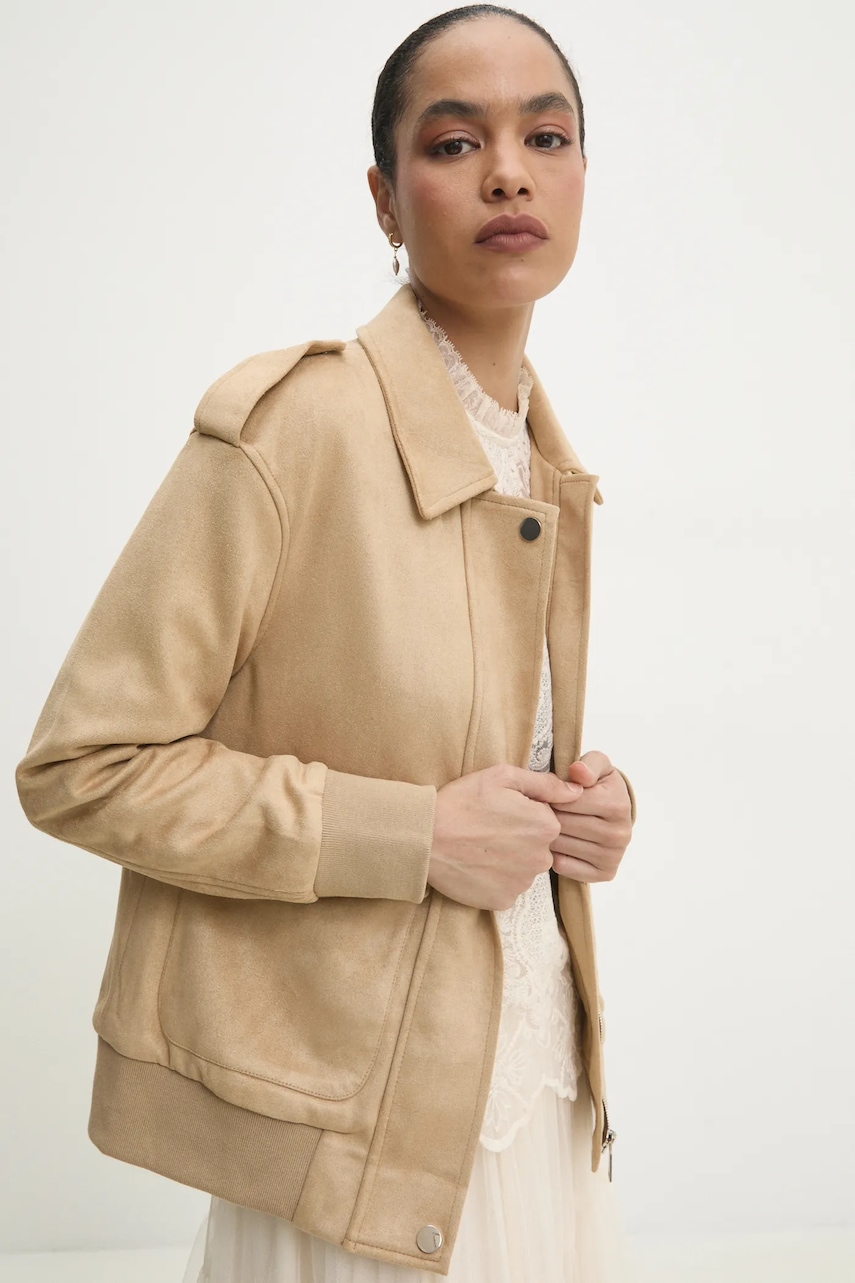 Answear.LAB kurtka damska kolor beżowy przejściowa